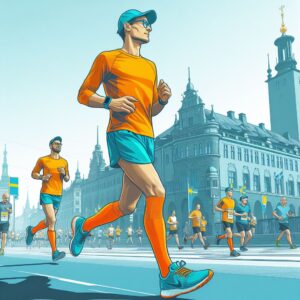 Man som springer i Stockholm marathon